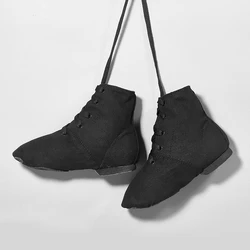 High Top Canvas Dance Shoes Men's And Women's Lace-Up Ballet Black White Red Jazz Shoes