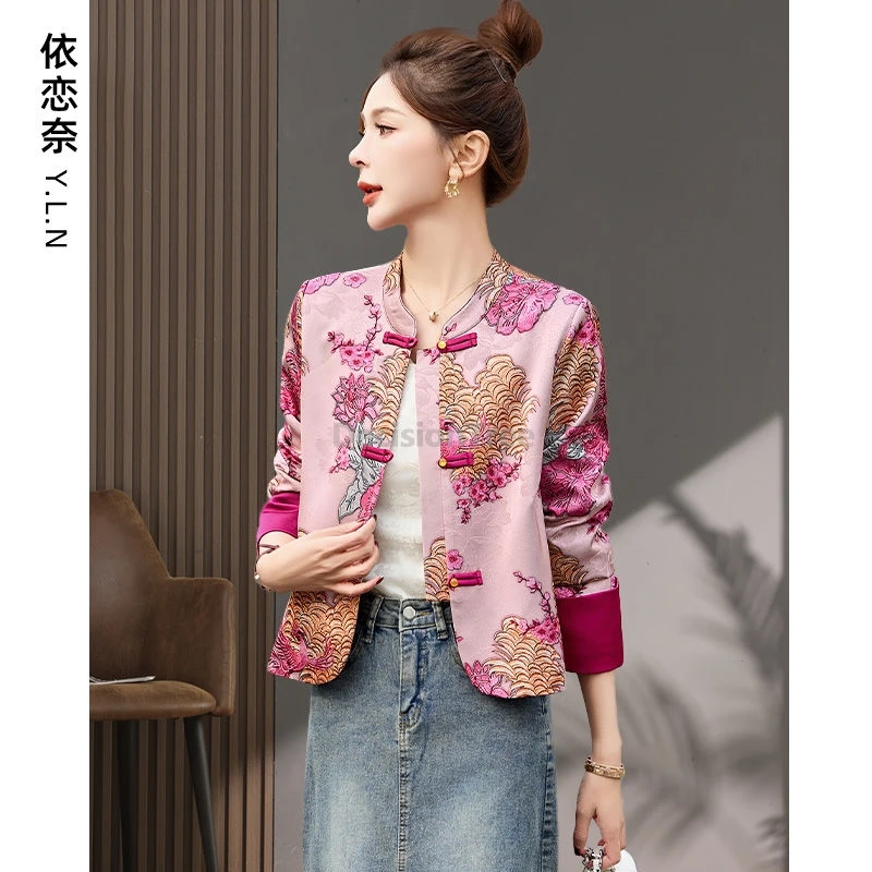 Klasyczny, elegancki płaszcz w stylu tang z 2025 roku, chiński charakterystyczny haft, retro płaszcz, młodzieżowy temperament, modny damski top.