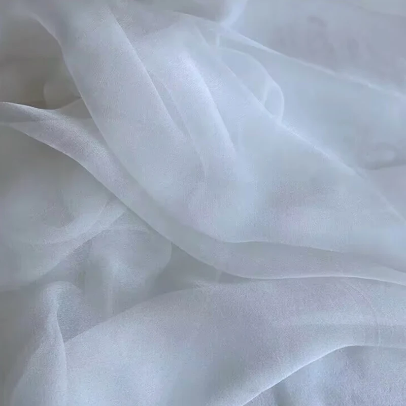 55'' Wide 3.5 Momme Super Thin Ivory White Silk Gauze Voile Headscarves Veils Shawls Diy Crafts Fabric Silk Crepe