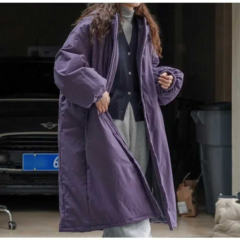 

Хлопковые пальто с капюшоном для женщин, уличная одежда, свободная одежда с длинными рукавами, теплая молния, длинные стили, женская одежда, новинка зимы 2023 г.