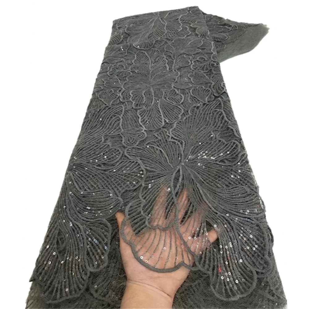 الأفريقي مطرزة الحليب الحرير الحبل أقمشة الدانتيل شير تول شبكة النسيج فساتين الزفاف عالية الجودة 5 ياردة الأنسجة الحبل الدانتيل