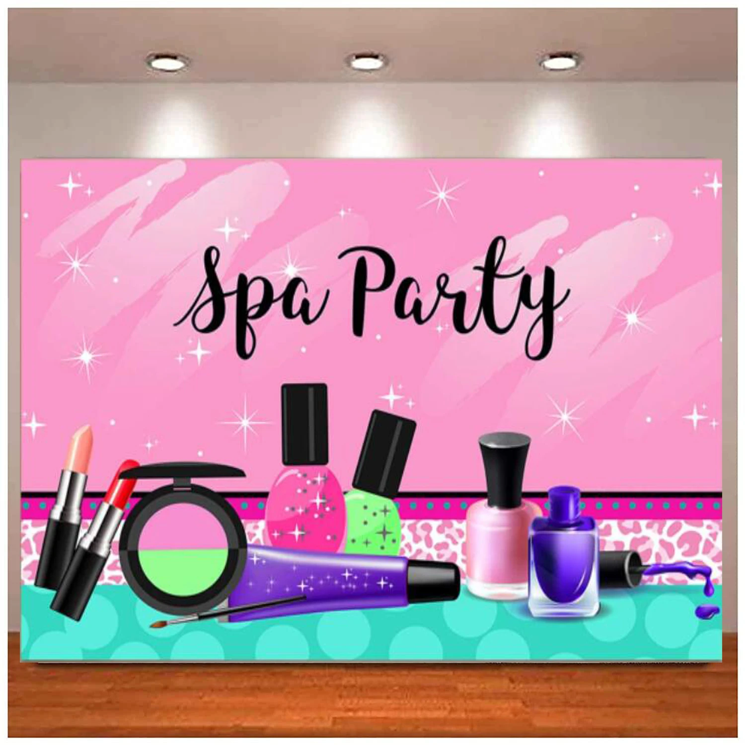 Sparkle Spa Party Backdrop Colorful Make Up Girls Princess Summer Holiday 1st First Sweet 16th Birthday Baby Shower Background