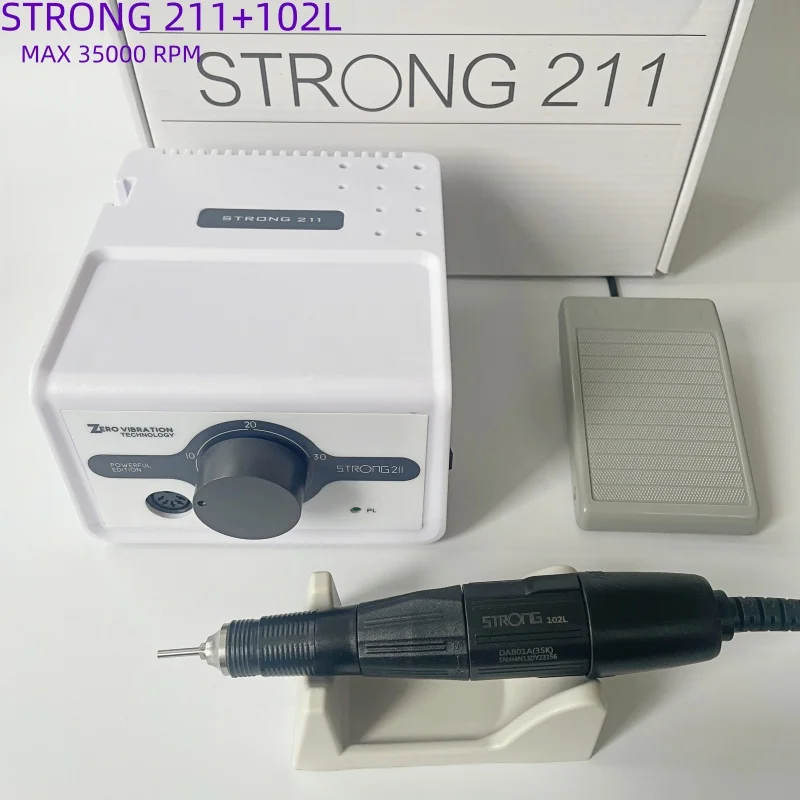 65W Forte Max 211 Trapano Elettrico per Unghie 45K STRONG 210 102L Maratona Maniglia Professionale Smalto per Unghie Levigatrice Set di Attrezzature
