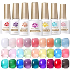 BORN PRETTY 10ml Cat Kuku Gel Nude Jeli Tembus Pandang Pernis Warna-warni Gel Manikur Seni Kuku LED UV Semi Permanen 12 gel gelembung penjualan terbaik - №