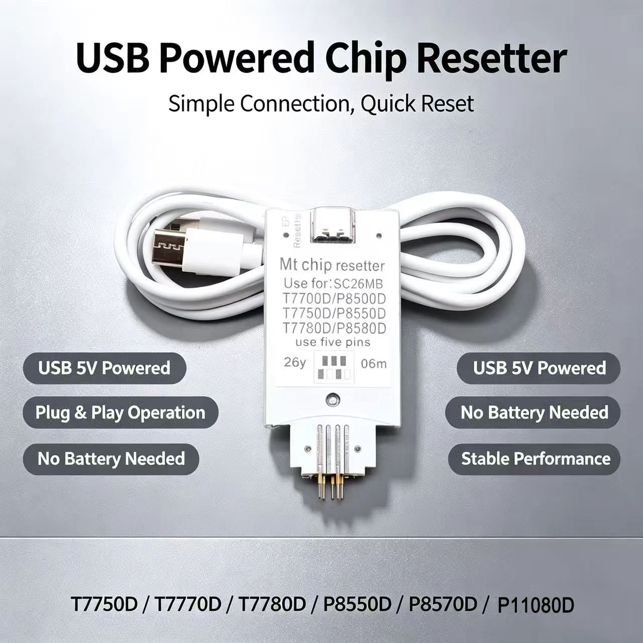 1pcs Maintenance Tank Chip Resetter For Epson T3780 T5780 T7780 P6580 P8580 Waste Ink Tank Chip Resetter Type-C Powered SC26MB