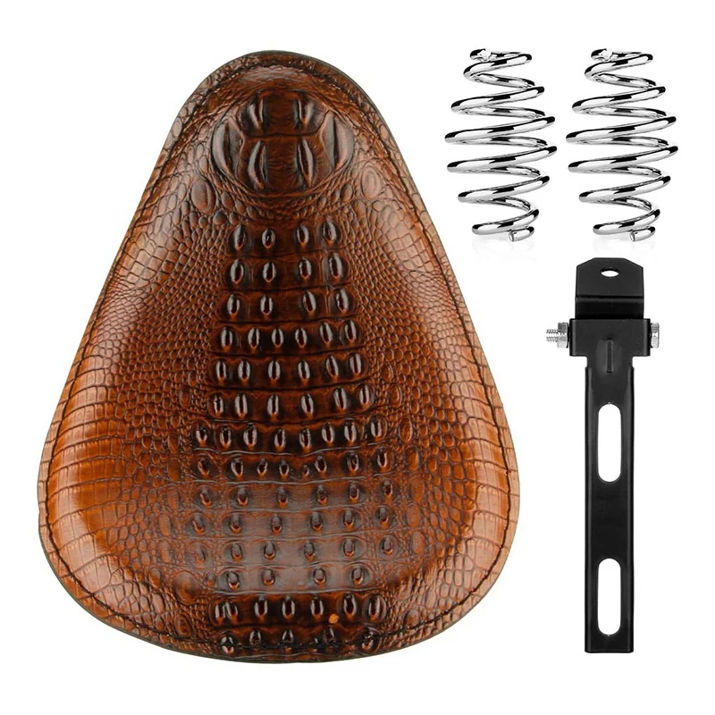 Motorcycle Solo Seat Springs Mounting Bracket Kit For Sportster XL 883 1200 Bobber Chopper Custom Brown-Crocodile