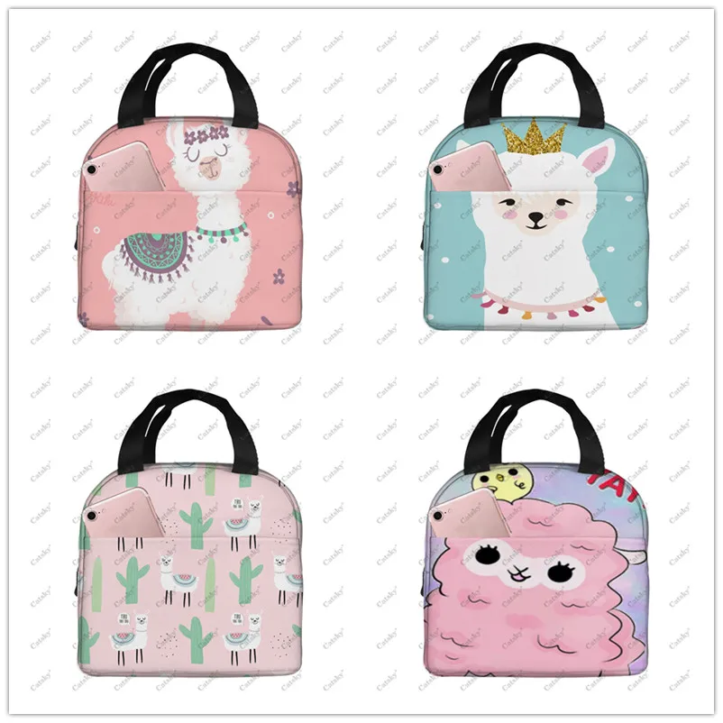 Cartoon Alpaca Portable Aluminum Foil Thickened Insulated Insulated Lunch Bag Waterproof Insulated Lunch Tote Bag