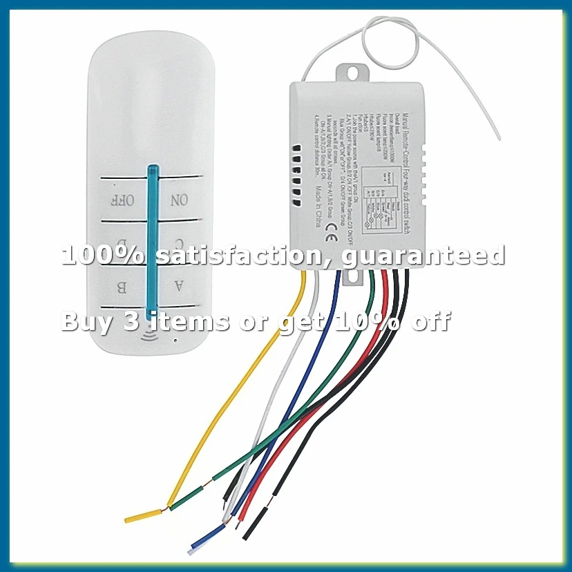Digital Wireless Remote Control Switch 4 Way Light Lamp ON/OFF 220V