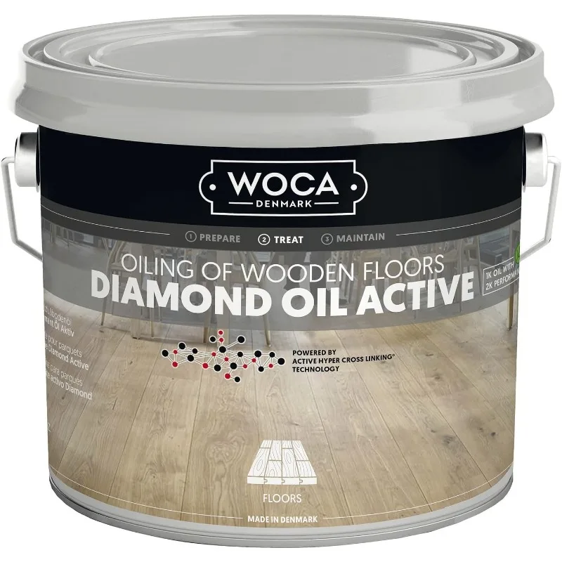 Diamond Oil Active, Concrete Grey |2,5 L| Wood Finish - Zero VOC Plant Based Penetrating Wood Oil for Untreated, New,