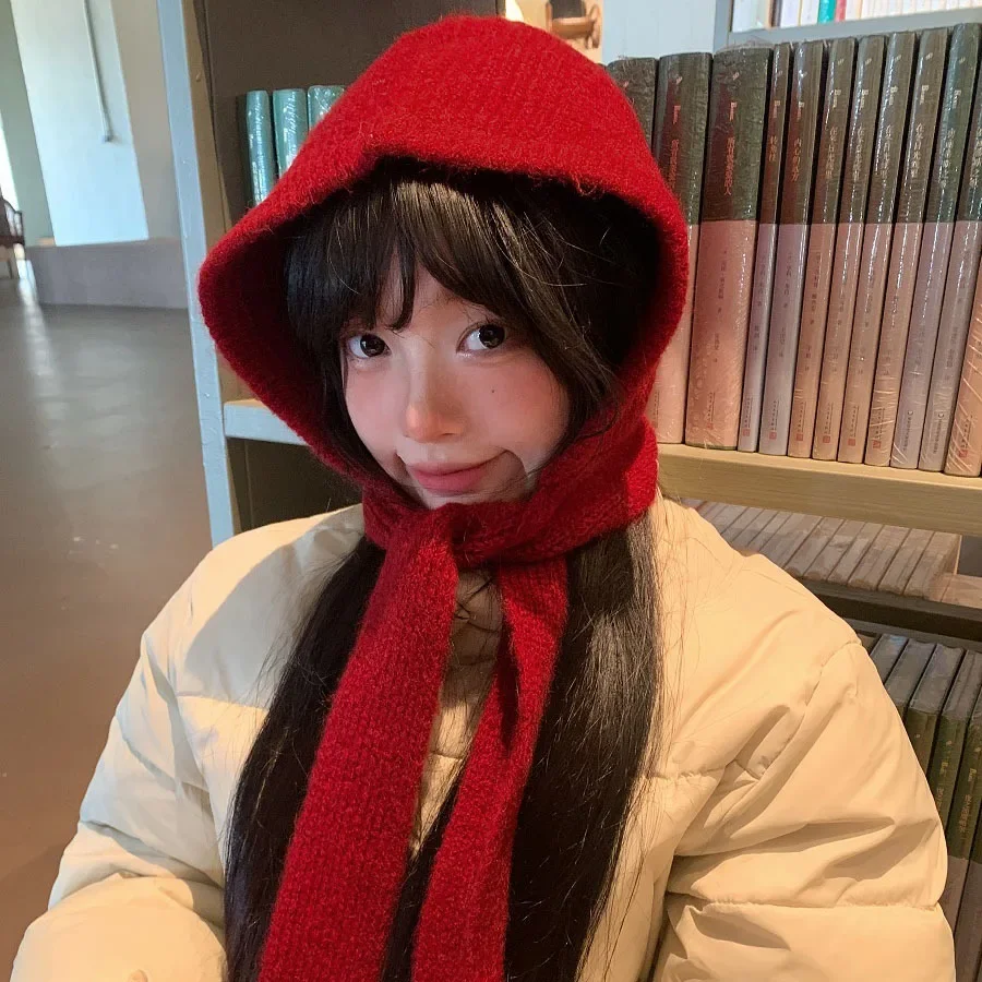 

Knitted Beanies Cap For Men&Women Winter Warm Unisex Hooded Hat Neck Collar Scarf Cap Ski Beanie Cold Hats Balaclava Caps Bonnet