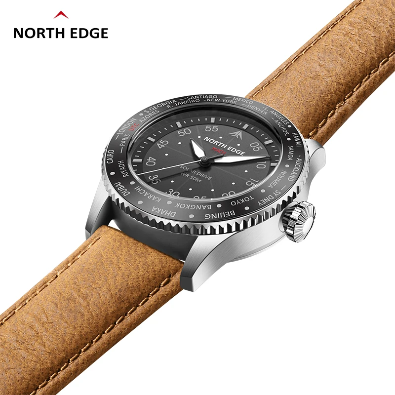 NORTH EDGE 2024 MACH Solar Power Quartz Watch Men\'s Pilot Sports Wristwatches Luminous Enviormentally Clock Men Waterproof 50M