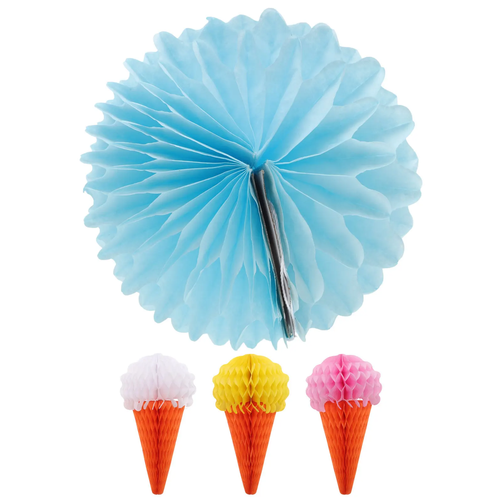 

4pcs Paper Ice Cream Honeycomb Ball Hanging Decoration Festive Party Pendant For Holiday Home Tree Decor Photo Prop Summer Party