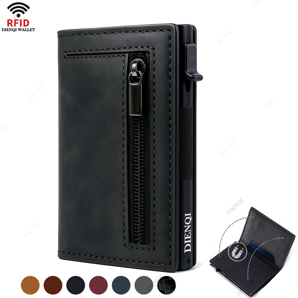 

Rfid Credit Card HolderMen Wallets Luxury Money Bag Purse Metal Aluminium Slim Thin Small Smart Minimalistic Wallets for Men