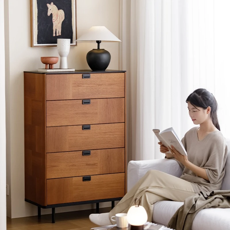 

Medieval solid wood veneer French retro style teak veneer bedroom storage side cabinet chest of drawers