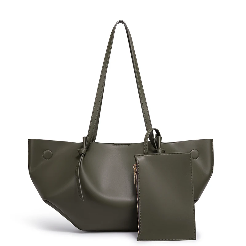 

Вместительная женская сумка-тоут для города, мягкая плиссированная сумка через плечо с маленькой сумочкой, стильная и функциональная.