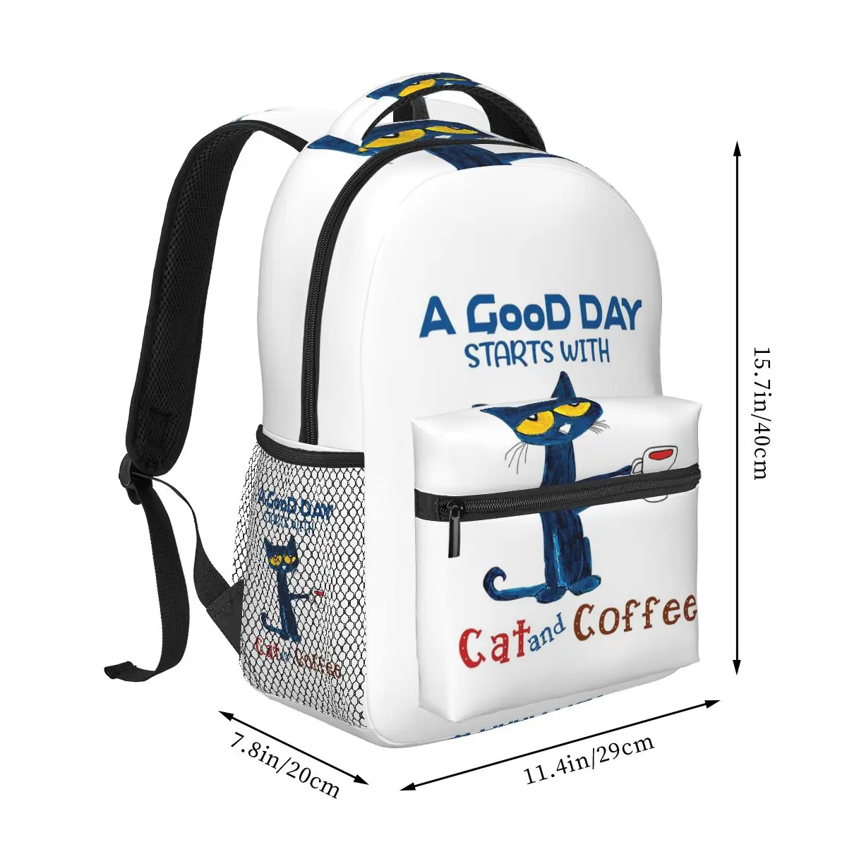 Pete The Cat A Good Day Starts With Cat And Coffee Backpacks Boy Girl Bookbag Students School Bags Cartoon Rucksack Shoulder Bag