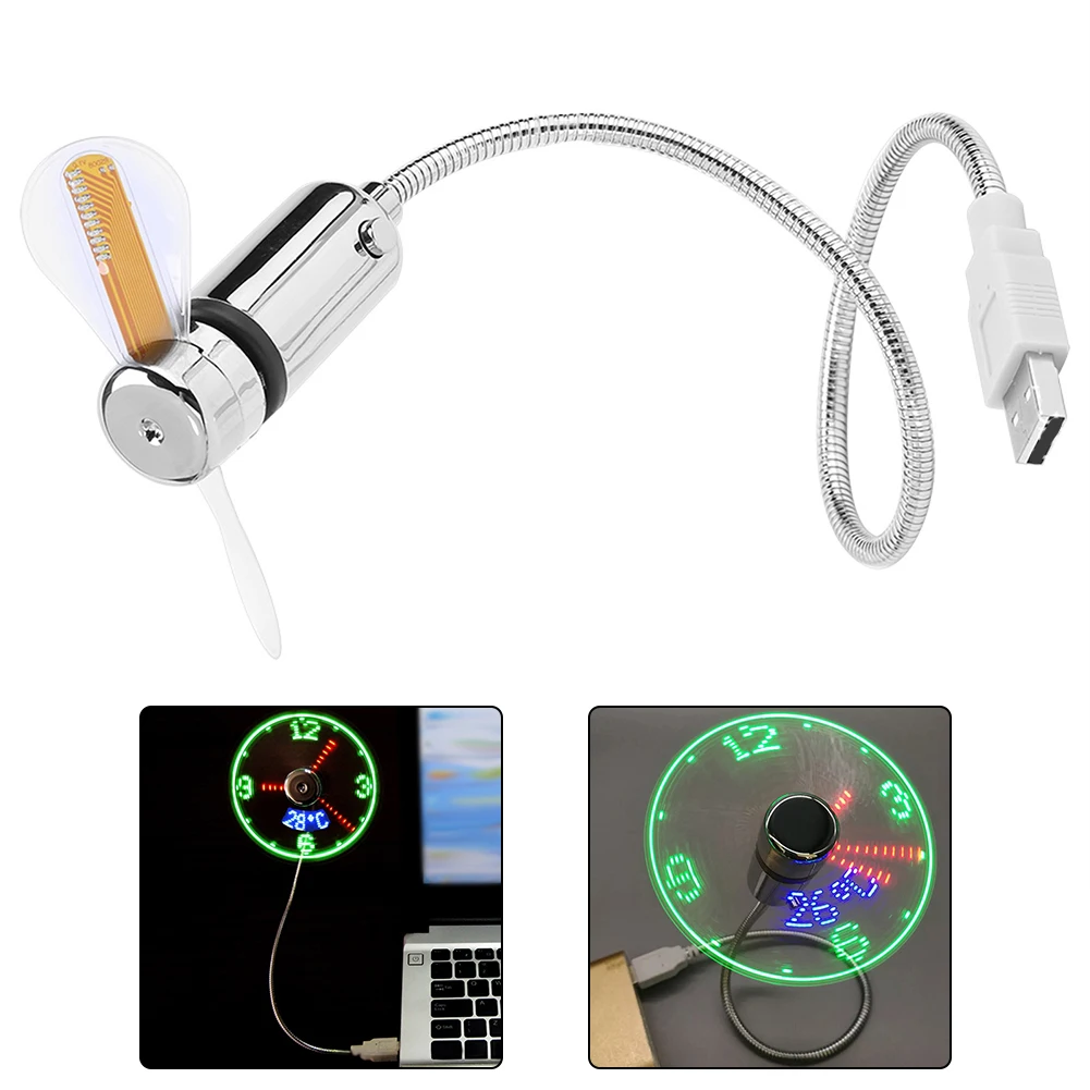 

Adjustable USB Powered Clock Fan 400.00x88.00x25.00mm 15.75x3.46x0.98inch Temperature Display Fan Home Comfort Device