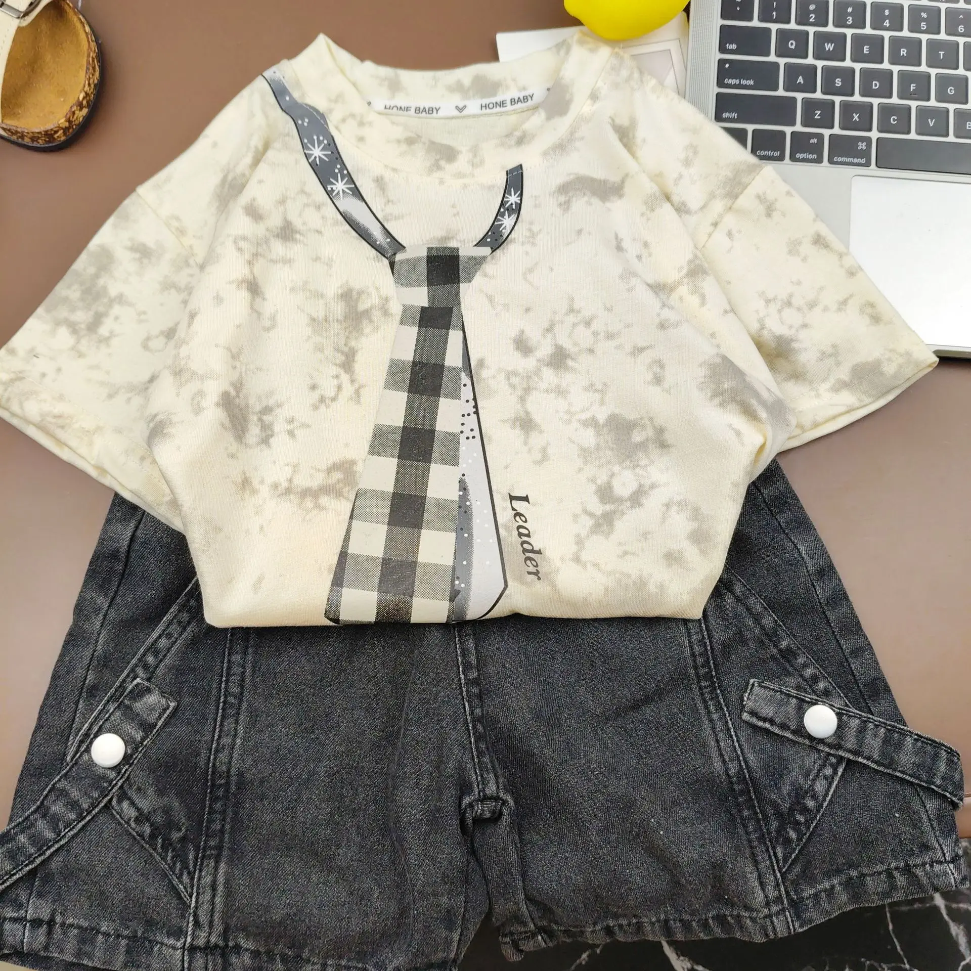 Summer New Style Boy’s tie-dye T-shirt and Denim Shorts  2Piece Suits Fashion Kids Outfits Cotton Children Clothing Sets 2-10Yrs
