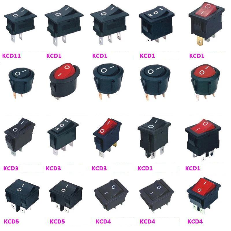 10pcs Red Black Illuminated 12v Rocker Switch 20 Amp DC Round Light 12 V Volt Kit Car 2 Pin 3 Pin Boat Type Power Button Switch