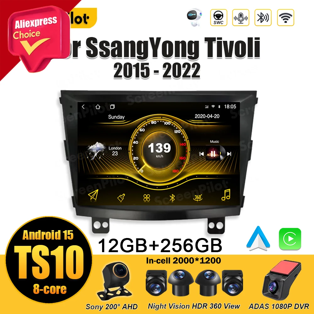 

Android 15 For SsangYong Tivoli 2015 - 2022 Car Radio Multimedia Video Player Stereo Head Unit 2 din Wireless Android Auto Wifi