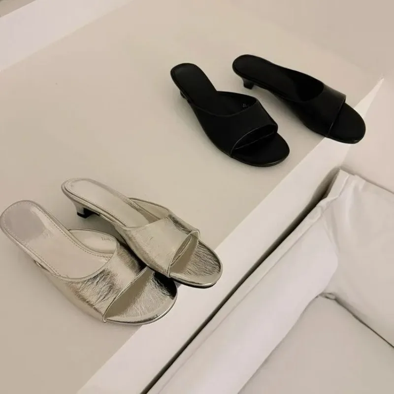 

2026 New Summer Stiletto Sandals French Style with Elegant Straight Strap Fairy Slippers