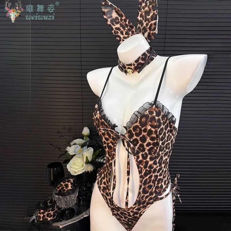 Gorąca Seksowna Dorosła Kobieta Leopard Tatuaż Bikini Kostum Kuszenie Orgia Impreza Klub Nude Back Bielizna Królik Ozdoby Stylowe Zestawy Dzikie Koronki Leopard Tatuaż Szplicze Seksowna I Niezbawiona Skóra Koronki Prze