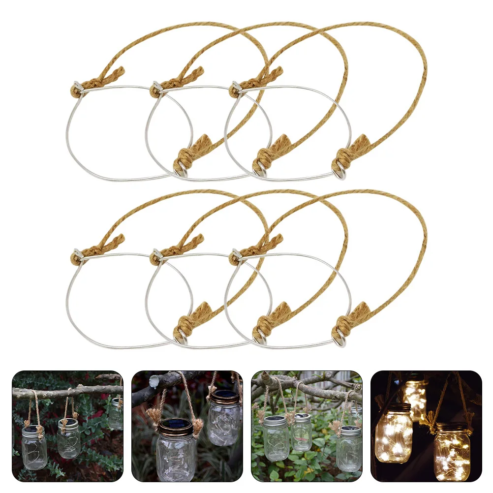 

6 Pcs Burlap Jar Hangers Mason Handle Wire for Canning Lifter Stainless Steel Handles
