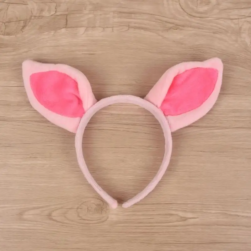 

B95F Animal Cosplay Costumes Pig Ears Headband Bowtie Tail Nose Halloween Party Props