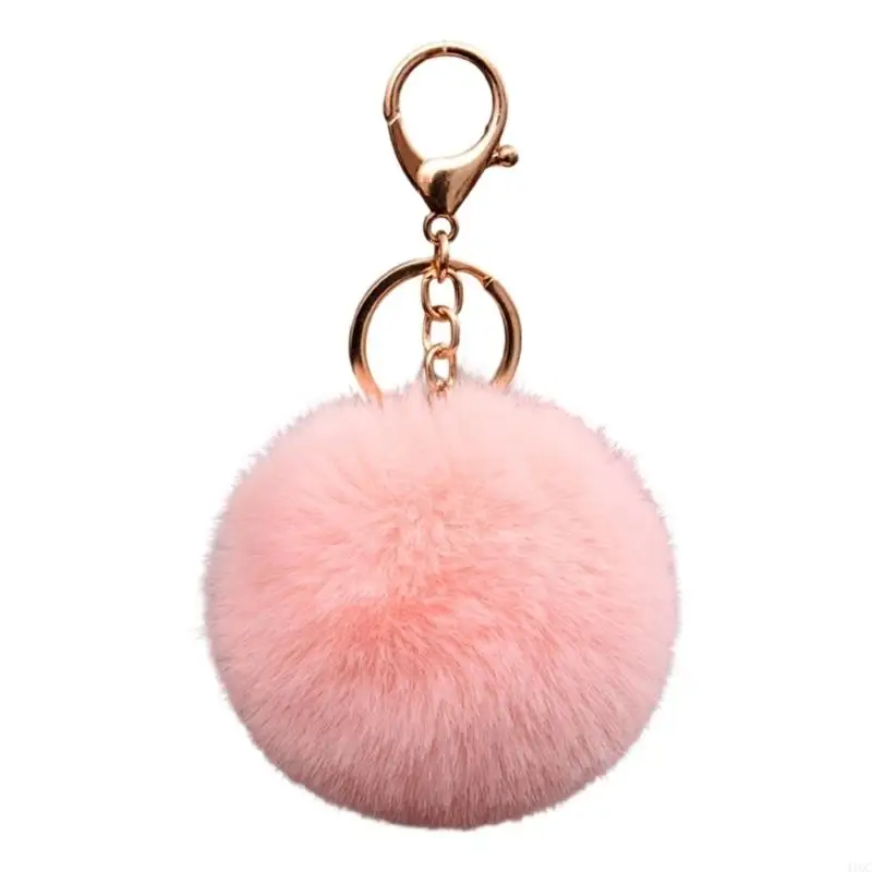 Velvety Faux Hair Ball Keyring Handbag Car Jewelry Gift Present for Women Girls 