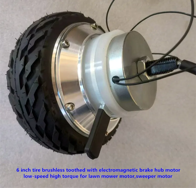 

6 inch tire brushless toothed with electromagnetic brake hub motor low-speed high torque for lawn mower sweeper phub-6kgs