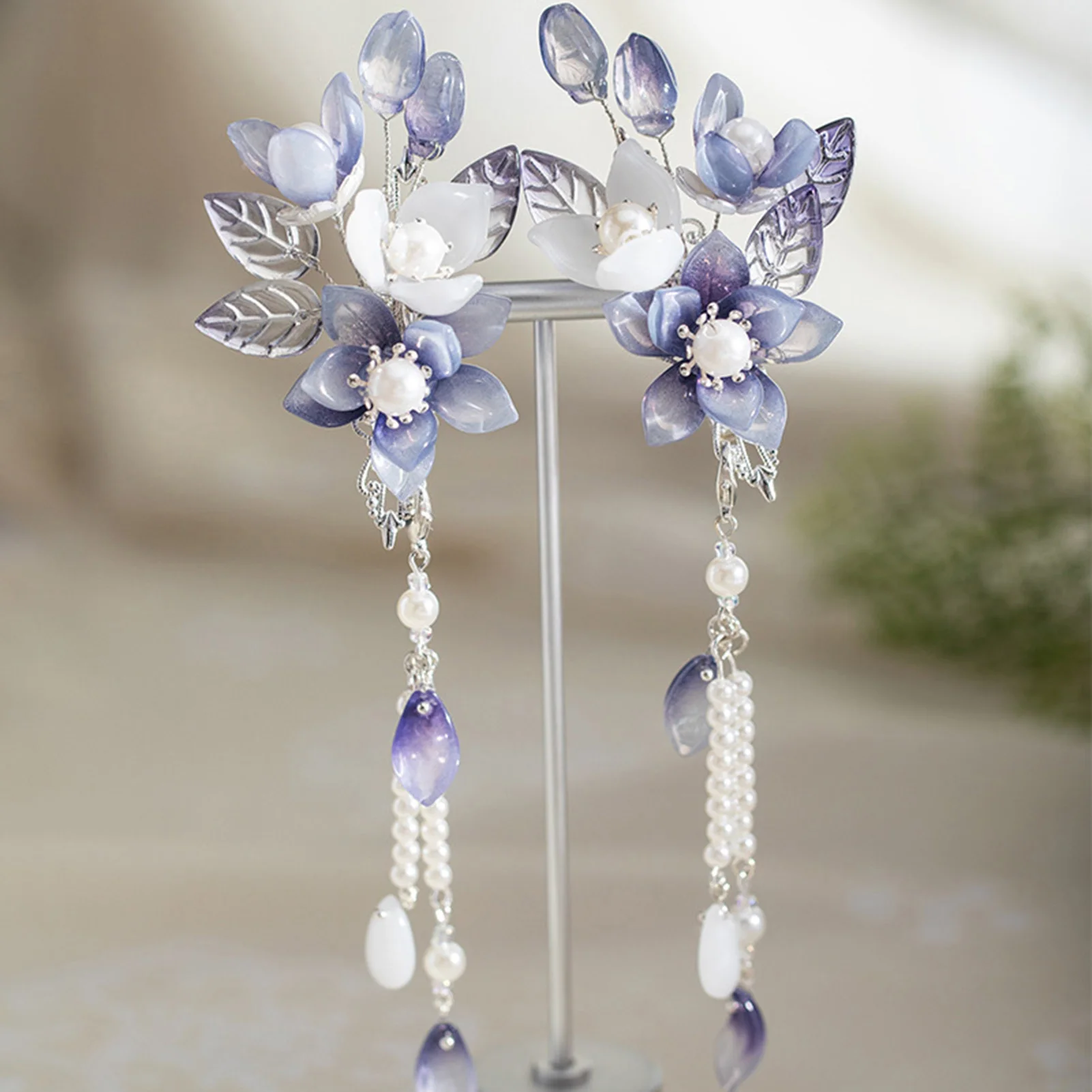 

2 шт., заколка для волос с цветочной кисточкой, китайский традиционный стиль, боковая заколка для волос, головной убор феи для девочек, свадебные украшения для волос невесты, оптовая продажа