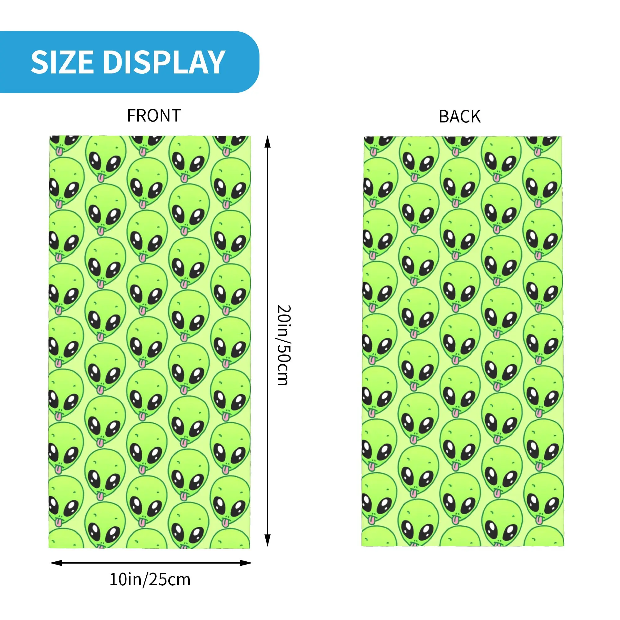 Custom Green Alien Neck Gaiter Men Women UV Face Shield Winter Funny ET Bandana Scarf for Hiking