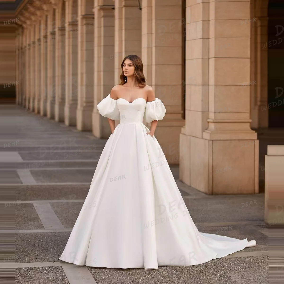 

Simple Wedding Dresses 2024 Woman's A Line Sleeveless Sexy Off Shoulder Sweetheart Backless Bridal Gowns Satin Vestidos De Novia