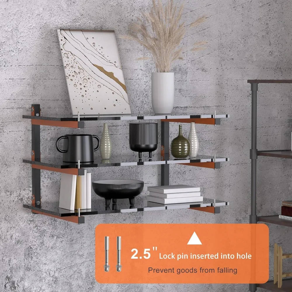 جديد - حامل حائط على الحائط، رف تخزين الخشب، رفوف تخزين خشبية شديدة التحمل مع نظام 9 مستويات، كمية بديلة 1080 رطل