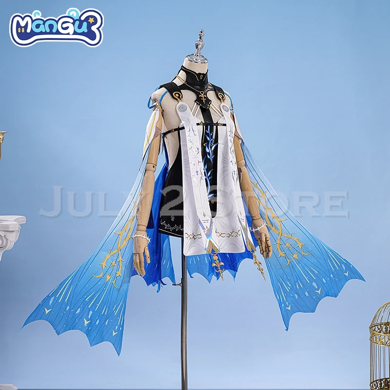 Wuthering Waves Cartethyia Cosplay Blue Dress  Anime Skirt Water Color Sexy Lolita Halloween Fancy Women Gown Cos Props Set