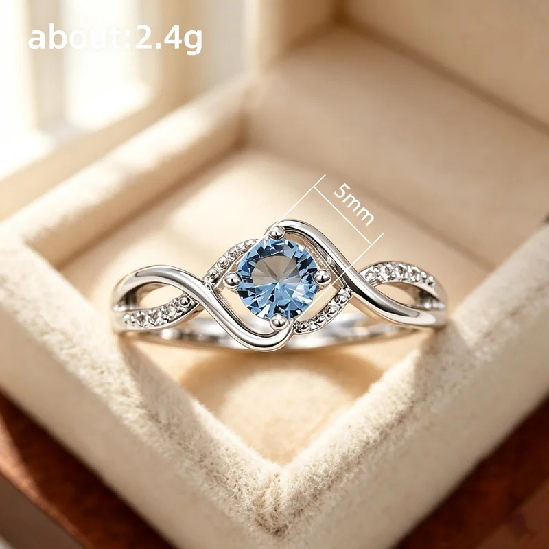 925er Sterlingsilber, bezaubernder blauer Zirkonia-Ring für Frauen, exquisiter Hochzeitsring, hochwertiger Verlobungsring, heiß begehrter edler Schmuck. – Detail 6