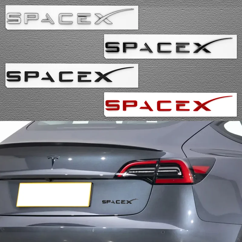 3D ABS Logo Letters Car Trunk Fender Side Badge Decal For Tesla Model Y/S/3/X Space X Emblem Sticker Accessory