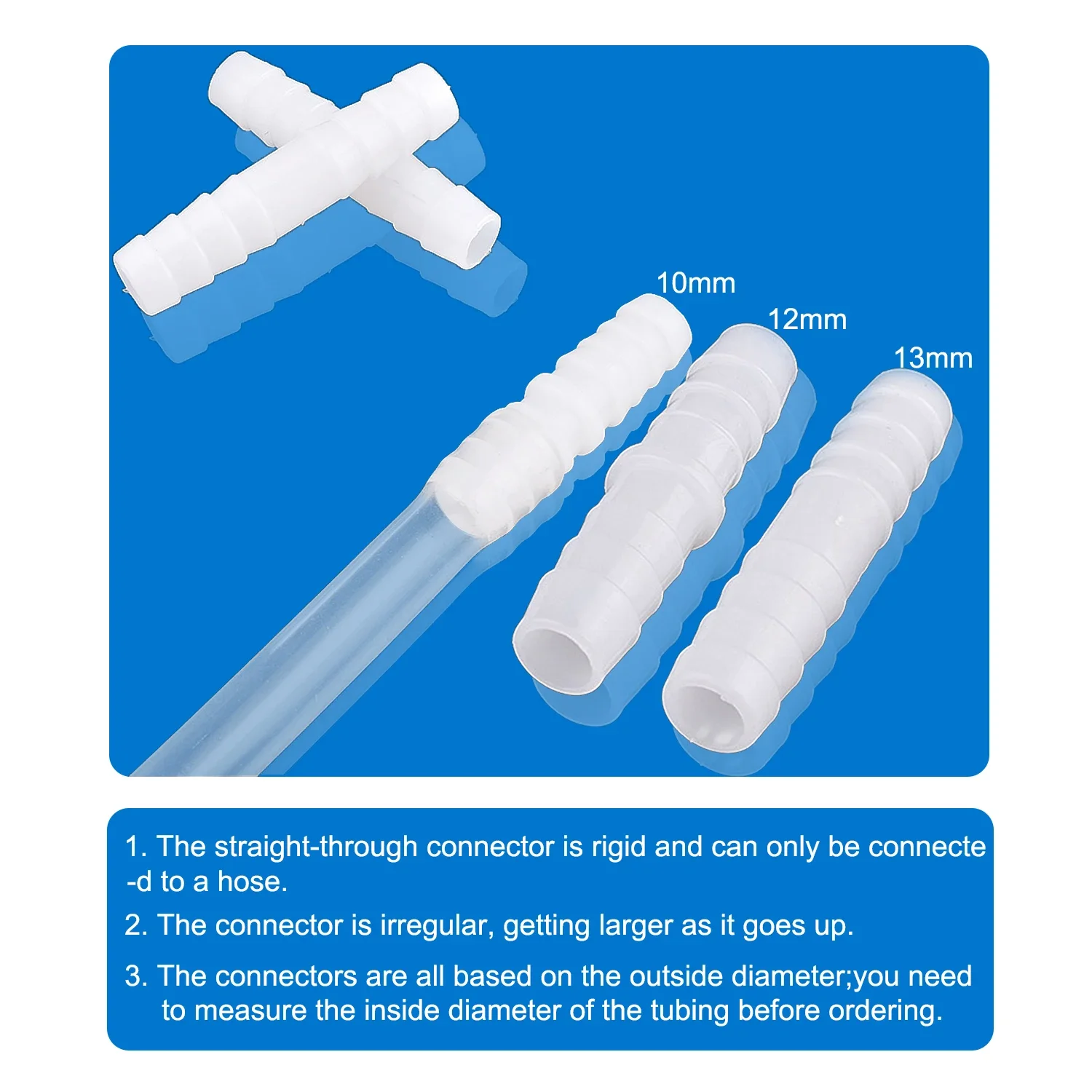 5/10Pcs Plastic Equal Straight Hose Connector 10/12/13/11x16mm, Aquarium Fish Tank Airs Pump Pipe Joint Water Fitting