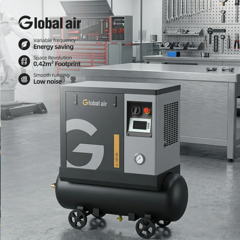 Industrial Belt Driven Screw Air Compressor for Car Workshop Truck Tyre Inflator Pneumatic Spray Gun With Air Tank 380V
