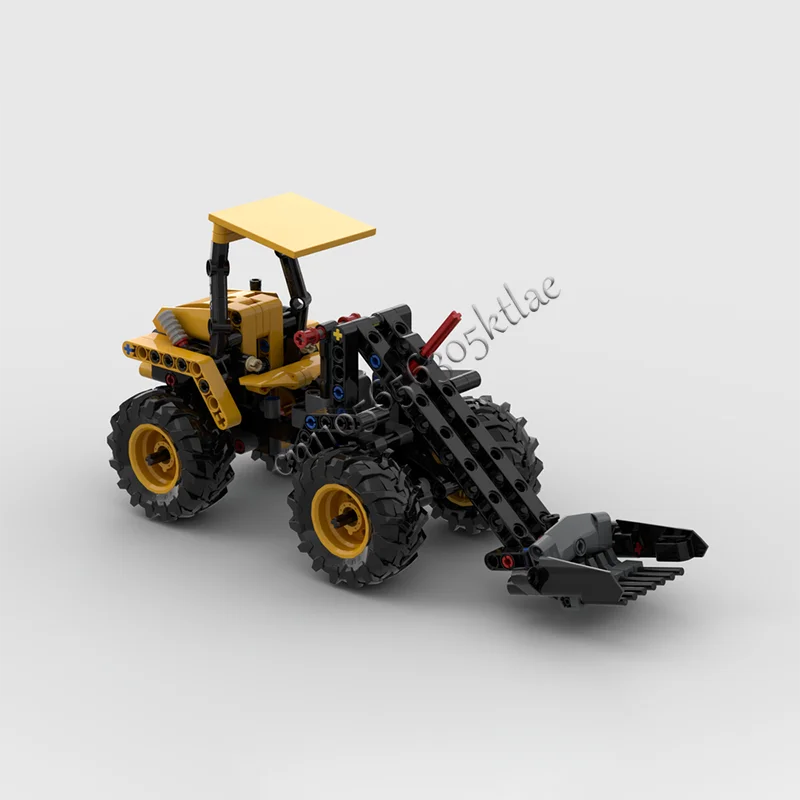 215 Parts Yellow Engineering Wheel Loader With Manure Fork Building Block Model DIY Assemble Brick Toy For Kids Creative Gifts