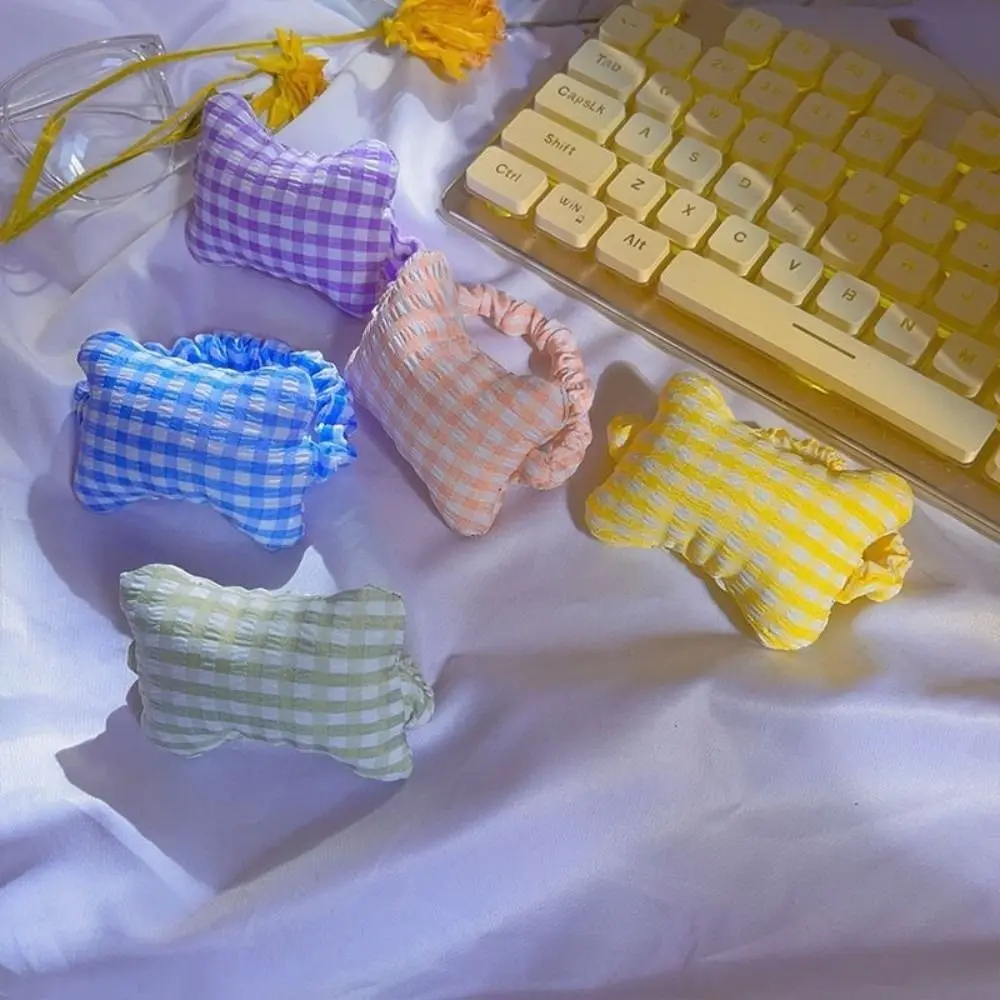 

4Pcs/Set Small Ergonomic Mouse Wrist Rest Pad Cute Plaid Keyboard Hand Pillow Creative Elastic Band Wrist Pad Hairbands Computer