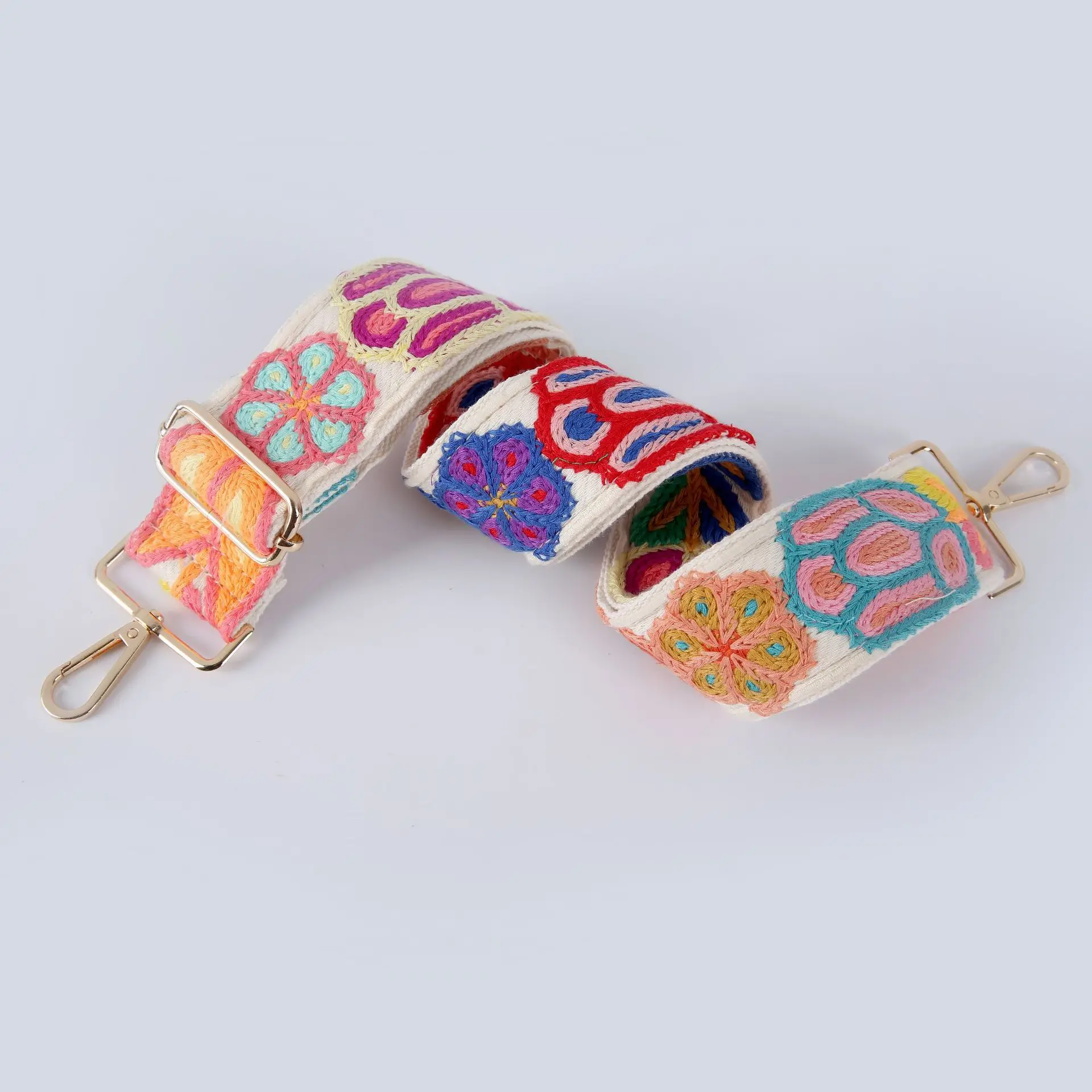 New Versatile Women's Bag Strap Bohemian Embroidered Webbing Crossbody Strap Adjustable Length Single Shoulder Strap Accessories