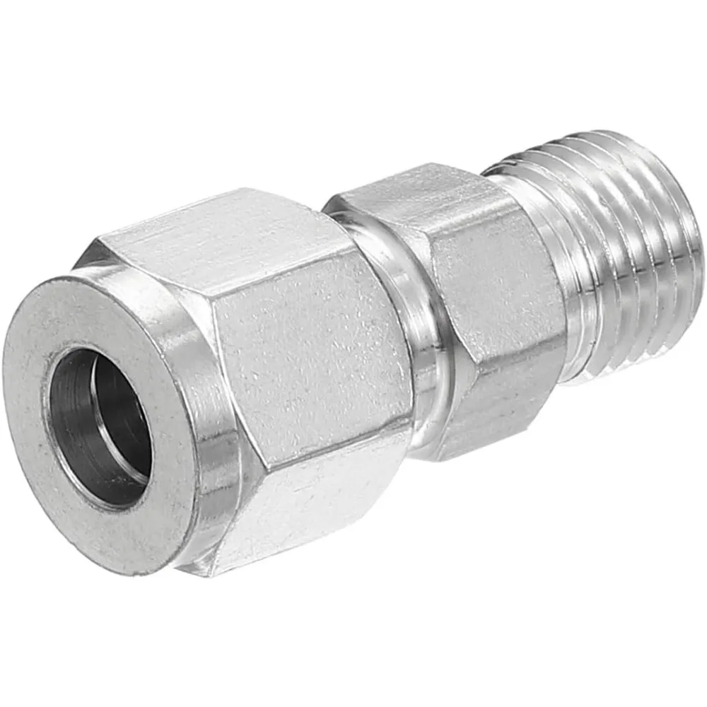 SS 304 Stainless Steel Double Ferrule Compression Connector 6mm 8mm 10mm Tube To 1/8 Male NPT Pipe Fitting