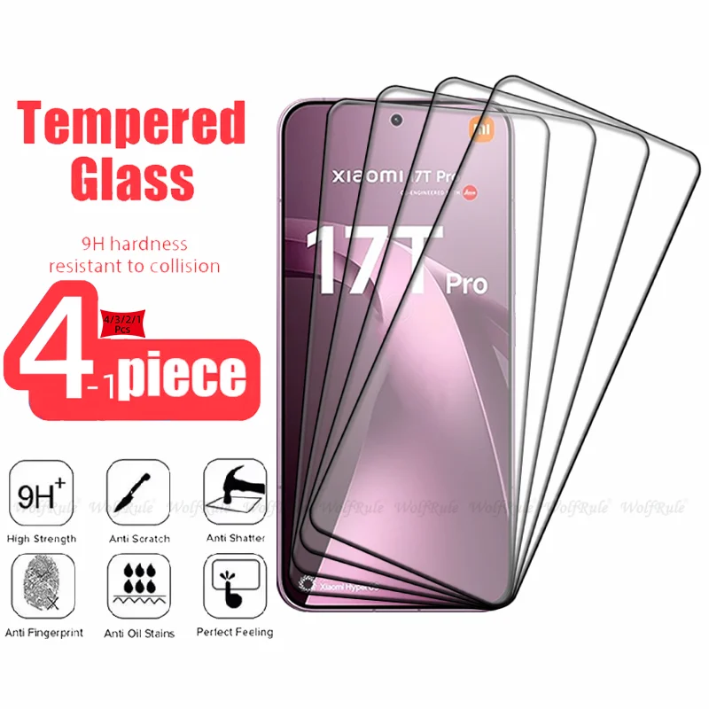 

4/3/2/1PCS For Xiaomi 17T Pro Glass Xiaomi 17T Tempered Glass 9H Protective Full Cover Glue Screen Protector Xiaomi Mi 17T Pro