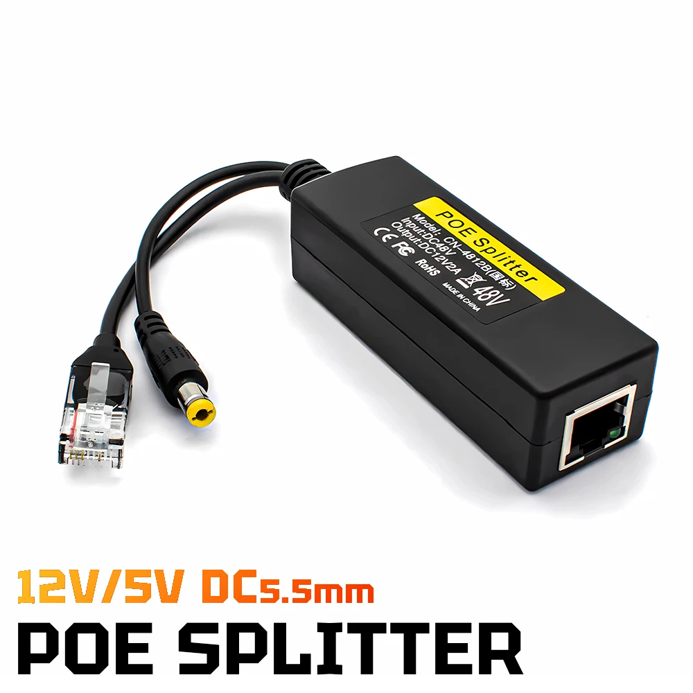 WGWK POE Splitter 48V POE to DC Output 12V Connectors Adapter Cable for Network IP Camera/Wireless AP/CCTV/Arduino with Ethernet