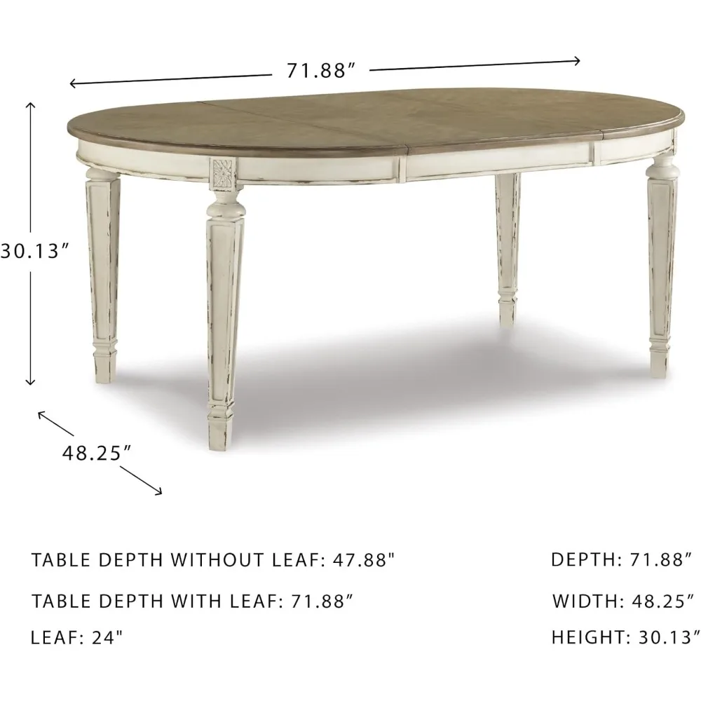 طاولة طعام Ashley Realyn Signature باللون الأبيض المتعثر #3