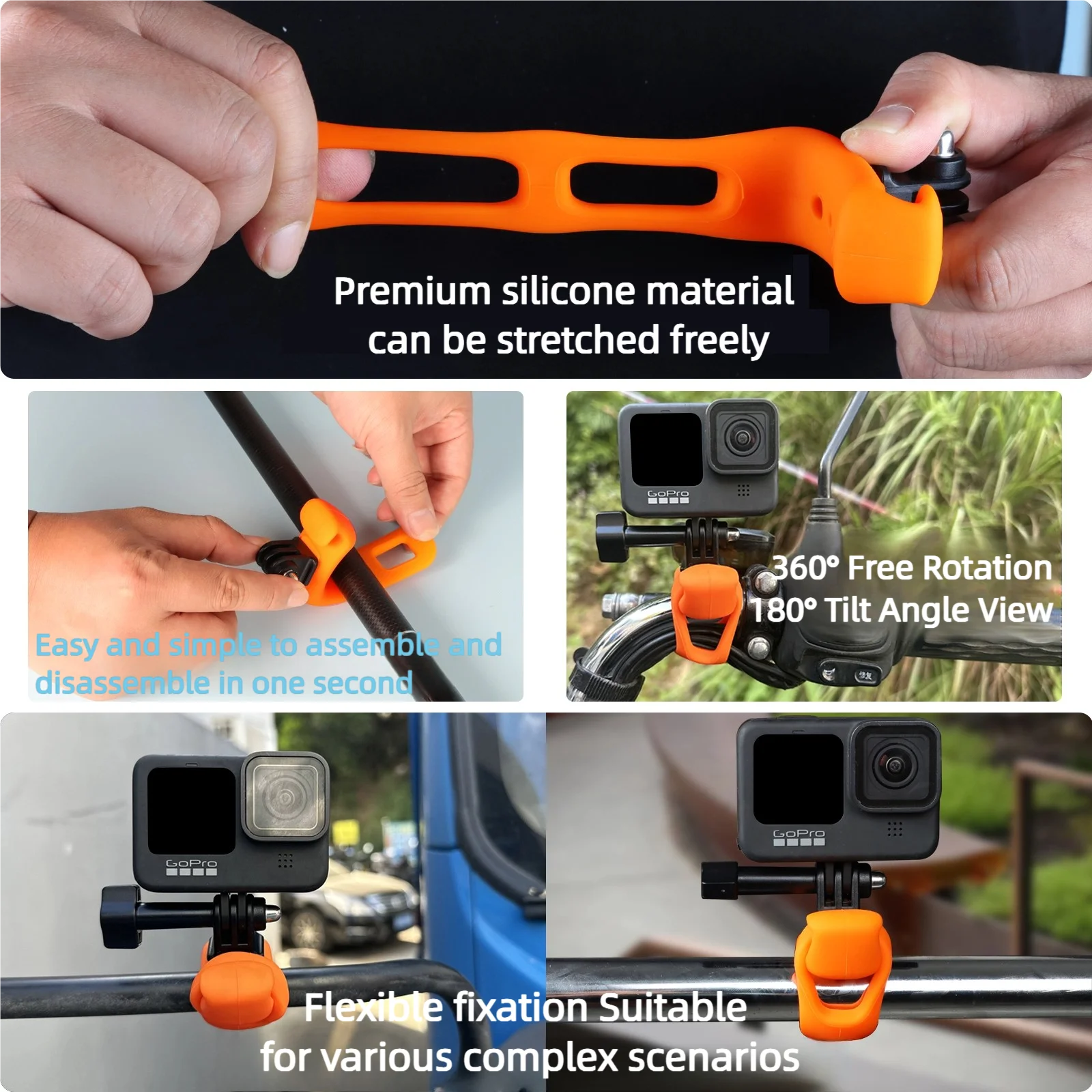 Ronkoen Mini Flexible Bracket Adjustable Silicone Mount Action Camera For Gopro Insta360 DJI Action Camera Accessories