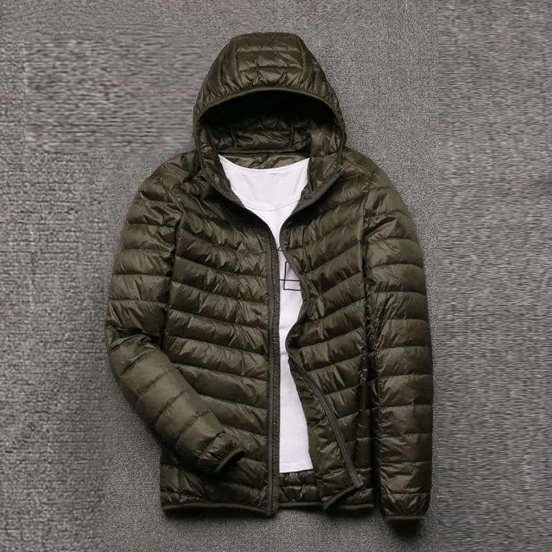 New Autumn Winter Men Ultra Lightweight Hooded Down Jacket Down Cotton Coat Fashion Winter Jackets