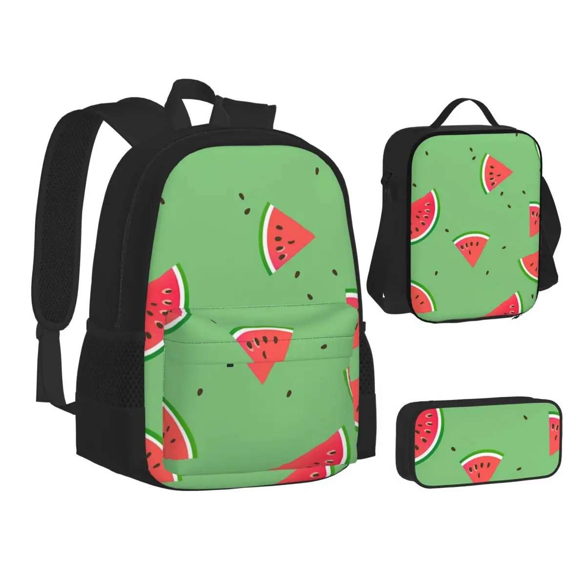 

Fun Watermelon Slices Pattern Backpacks Students Bookbag School Bags Kids Rucksack Lunch Bag Pen Bag Three-Piece Set