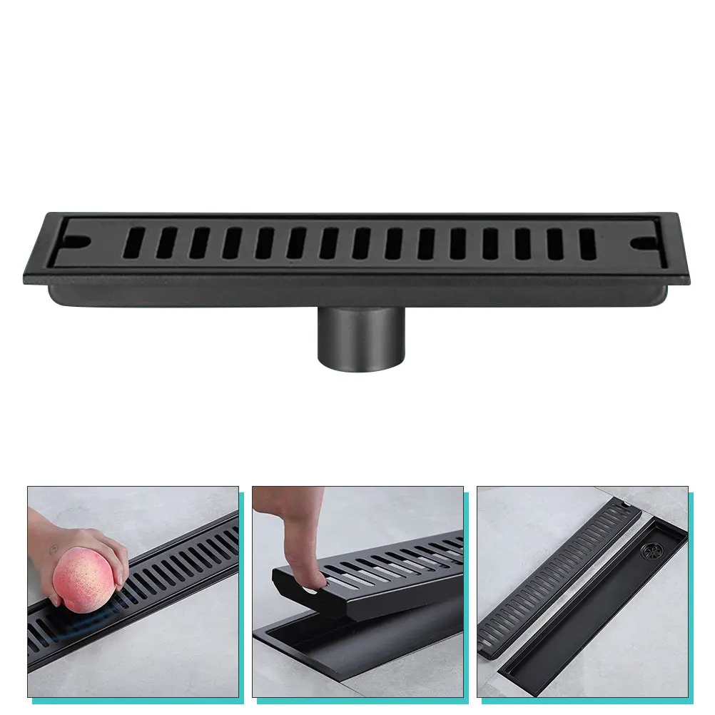 

Rectangle Stainless Steel Linear Drain for Kitchen Bathroom Floor Odor Proof Filter Effective Hair Trap Brick Pattern Cover
